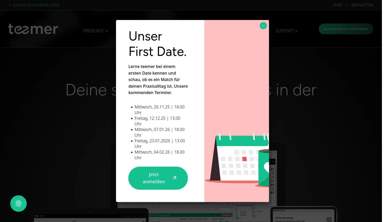 Website der Firma ARZ.dent GmbH