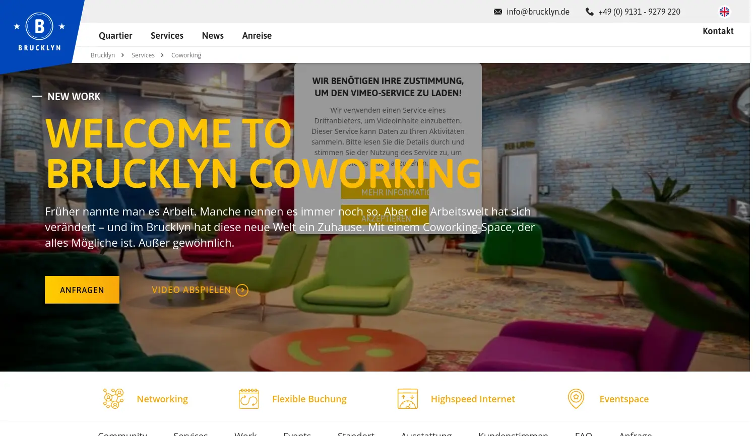 Website der Firma Brucklyn Quartier