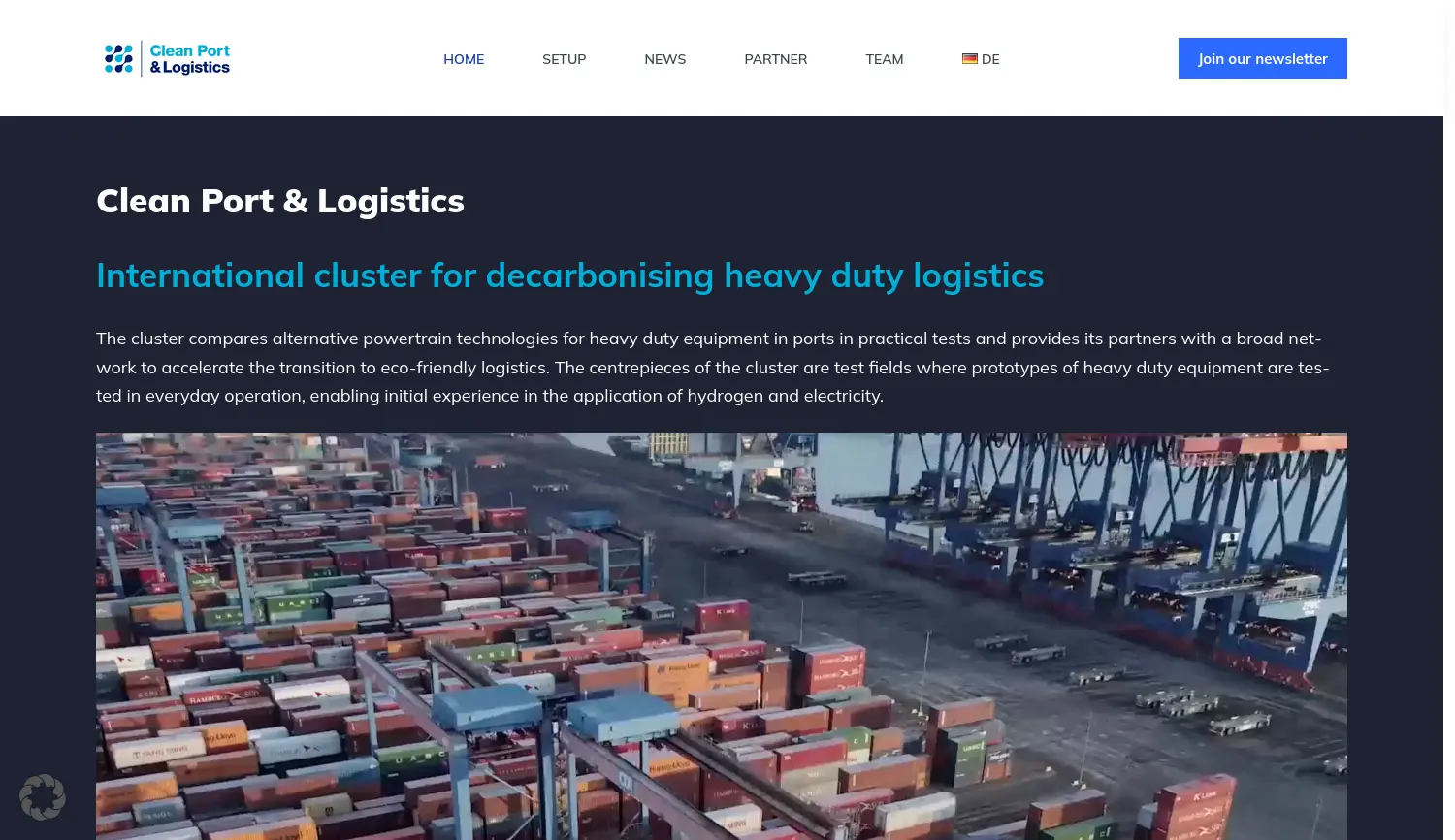 Website der Firma Hamburger Hafen und Logistik AG