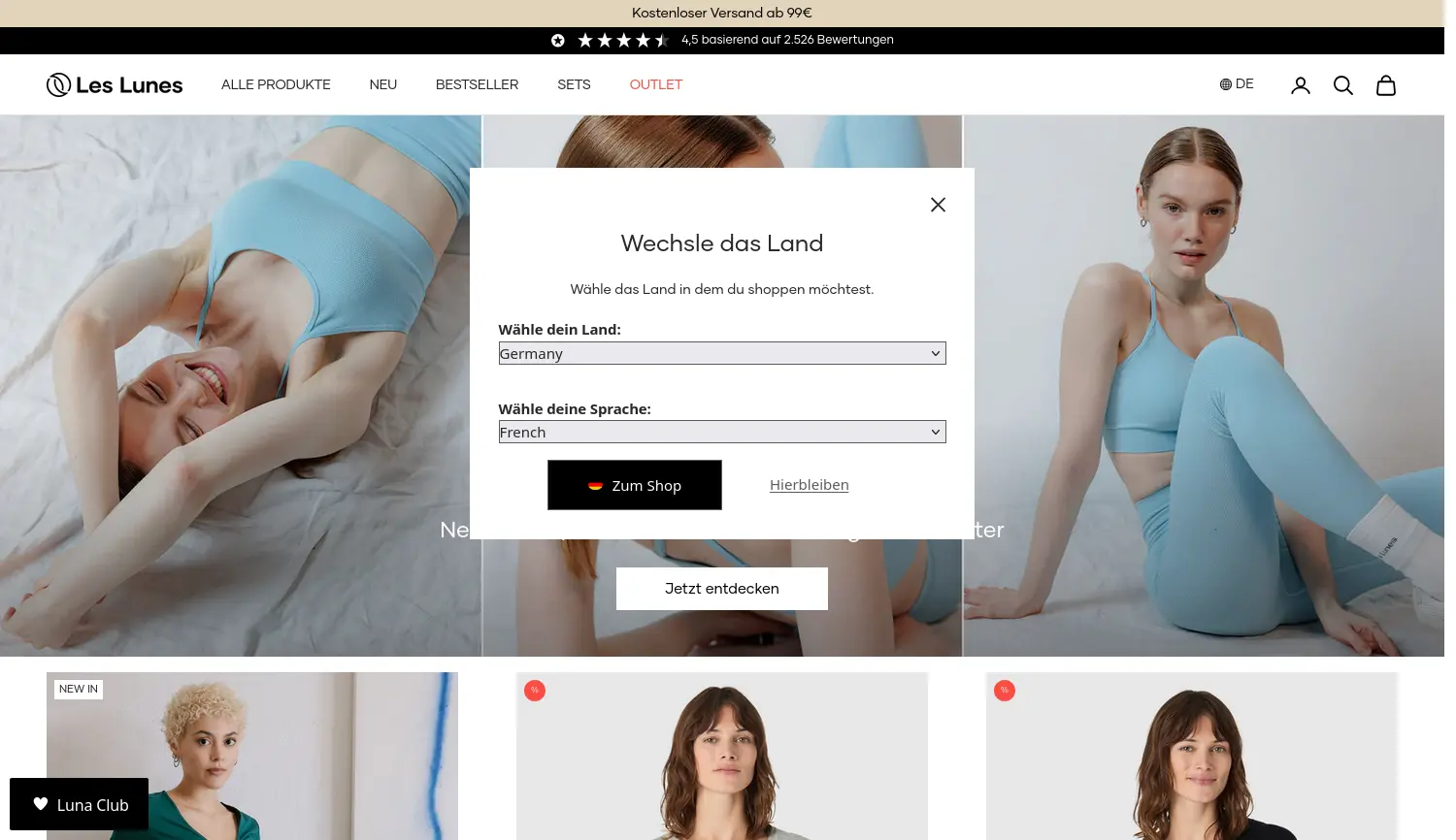 Website der Firma Les Lunes GmbH