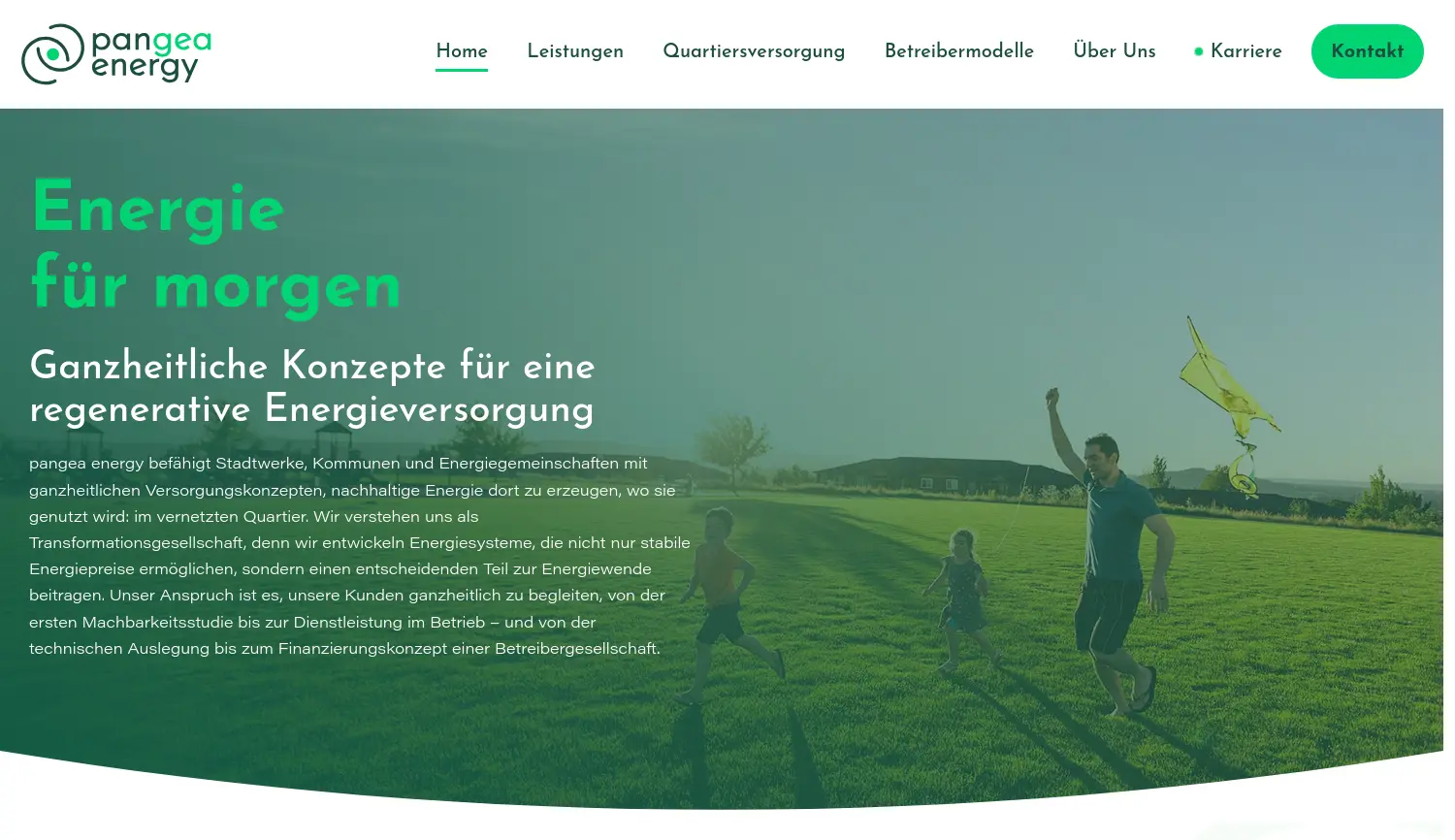 Website der Firma pangea energy GmbH