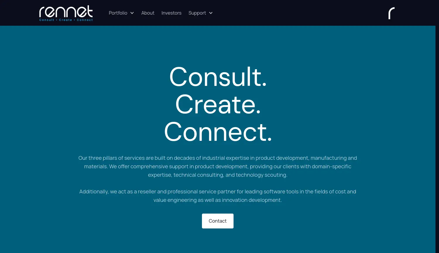 Website der Firma RENNET Technologie- und Innovationsberatung GmbH