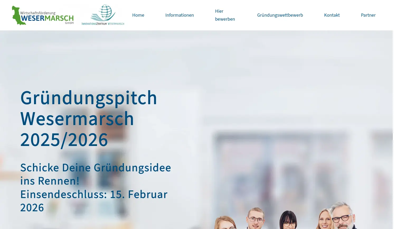 Website der Firma Wirtschaftsförderung Wesermarsch GmbH