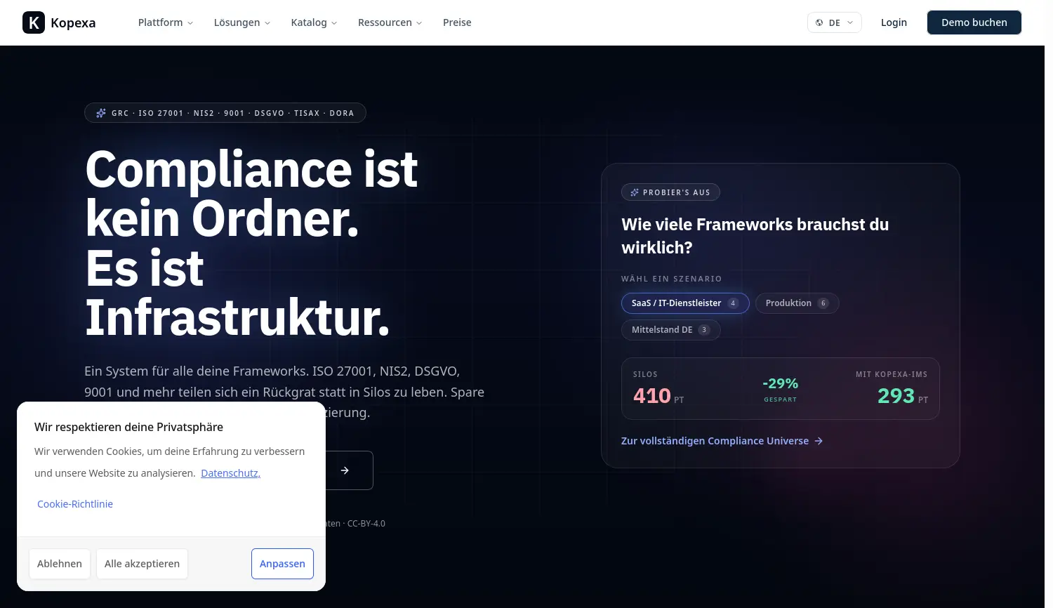 Website der Firma Kopexa GmbH