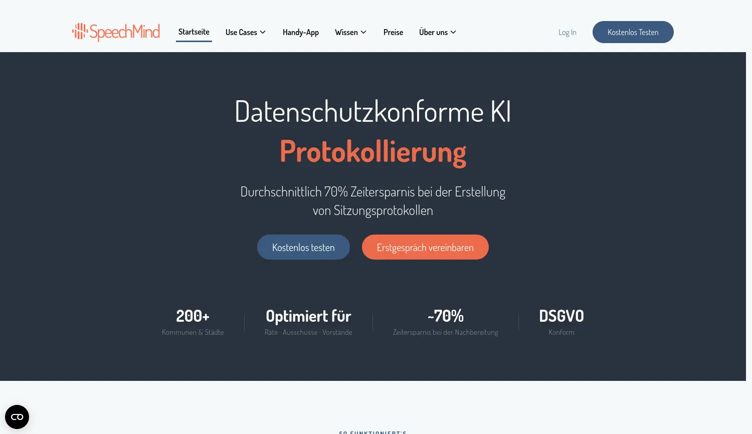 Website der Firma SpeechMind GmbH