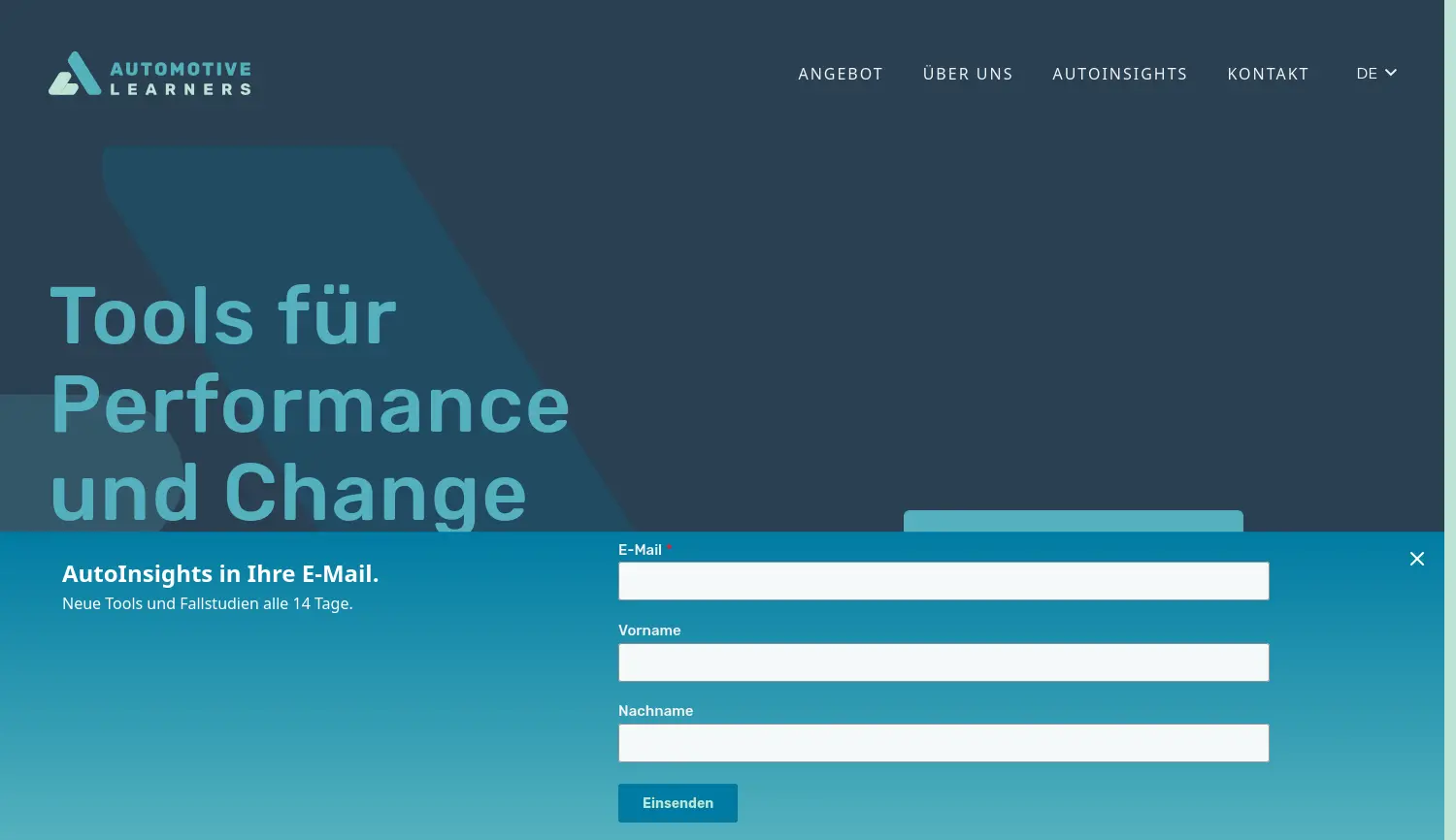 Website der Firma AutomotiveLearners GmbH