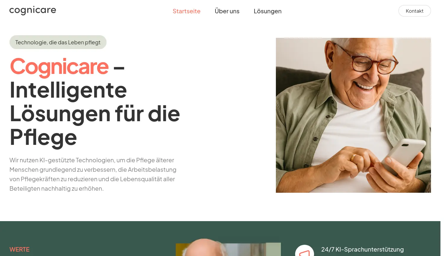 Website der Firma Cognicare AI GmbH