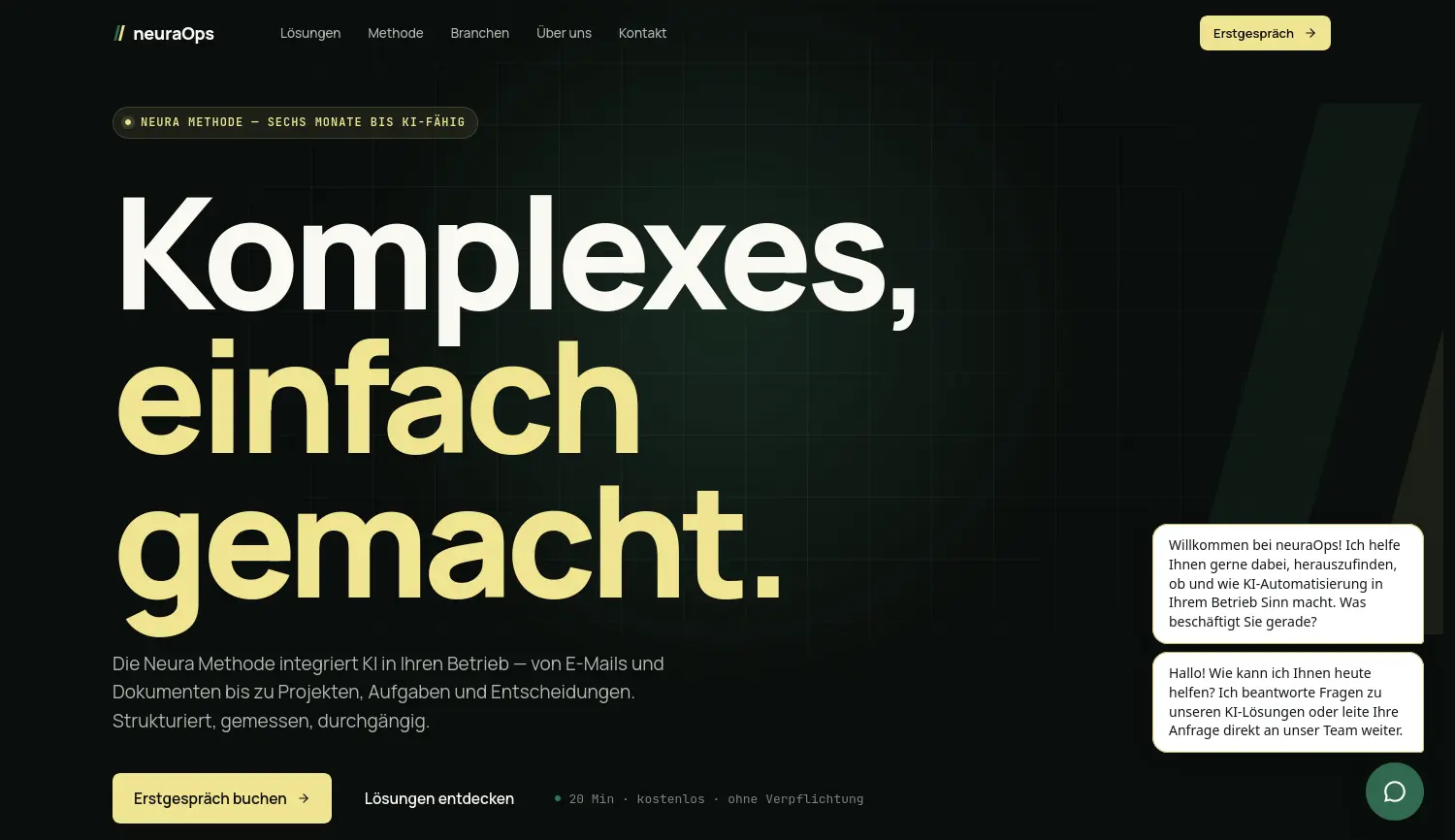 Website der Firma neuraOps GmbH