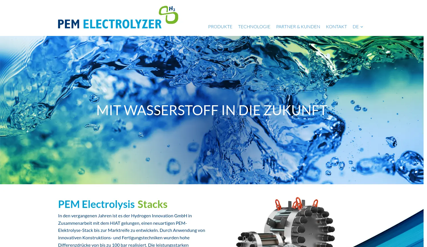 Website der Firma Hydrogen Innovation GmbH
