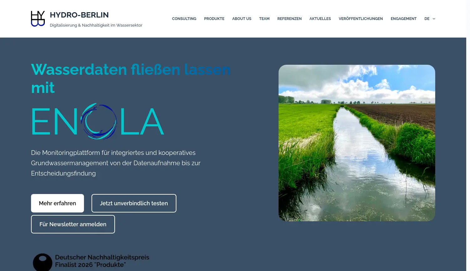 Website der Firma HYB Hydro-Berlin GmbH