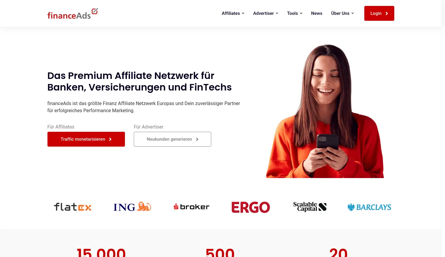 Website der Firma financeAds GmbH & Co. KG