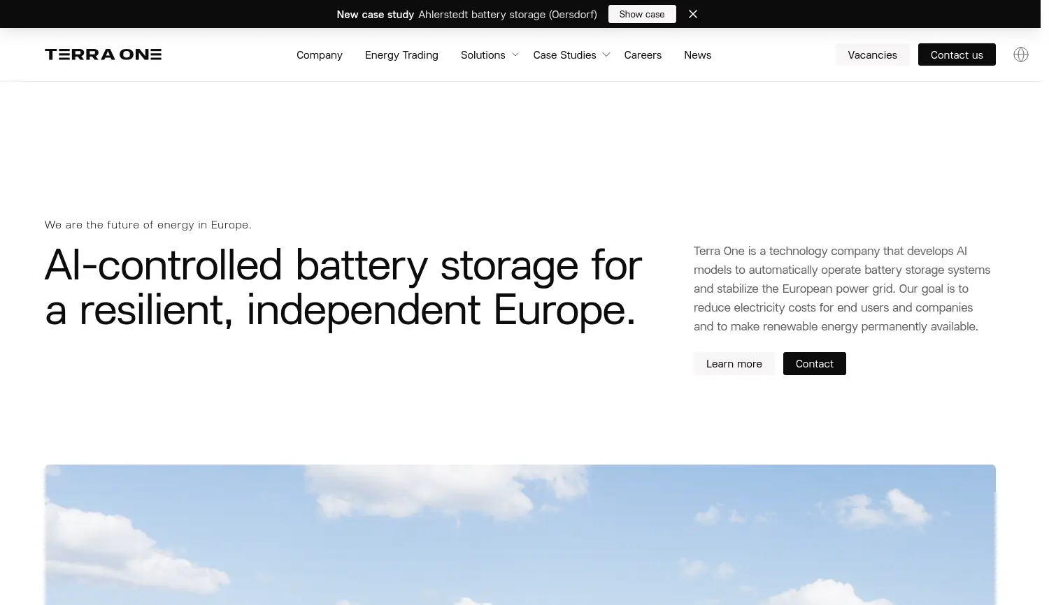 Website der Firma Terra One GmbH