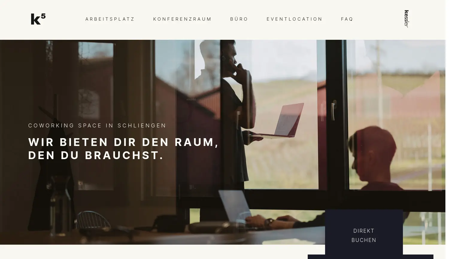 Website der Firma k5 Coworkingspace