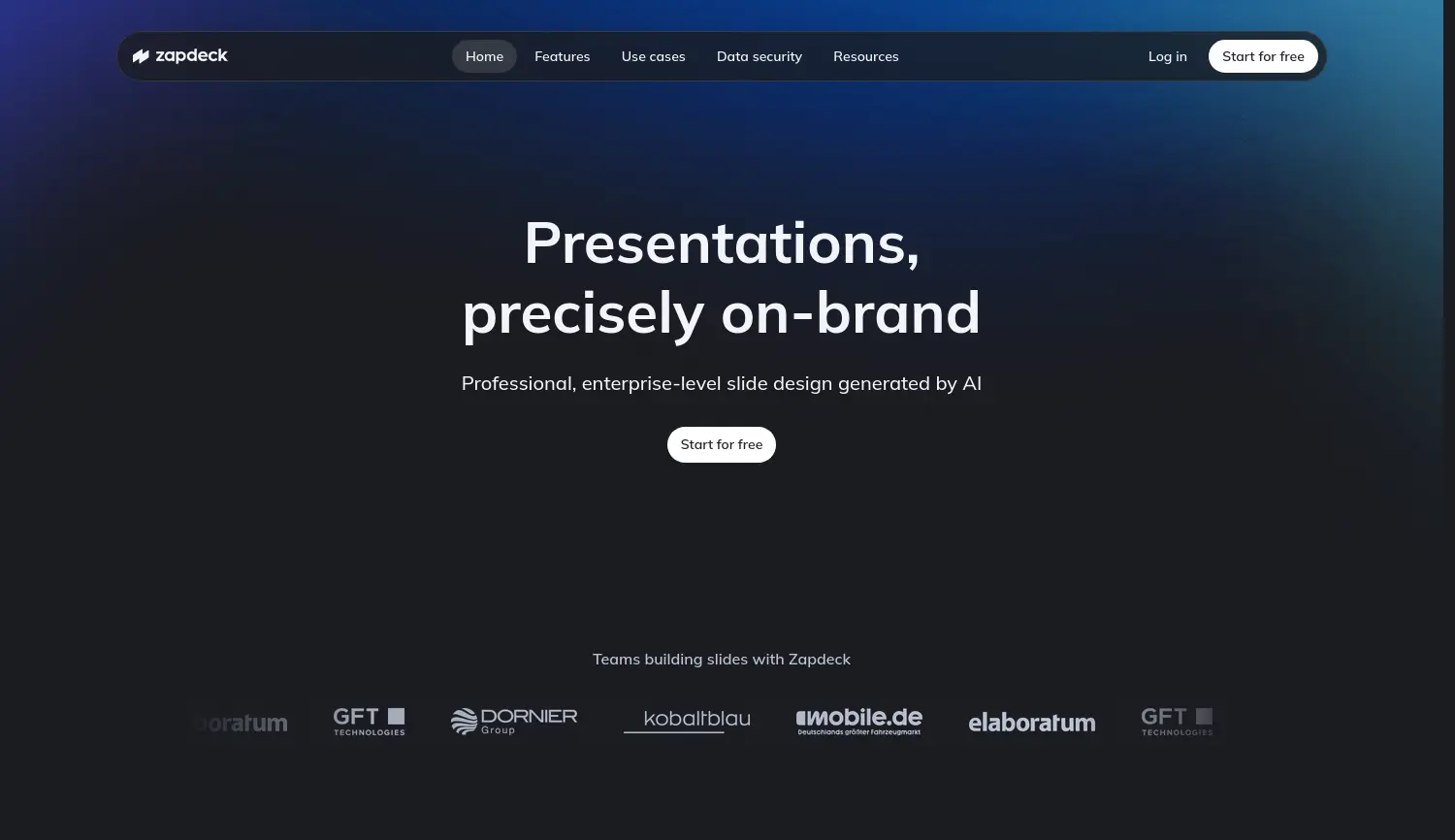 Website der Firma Zapdeck GmbH