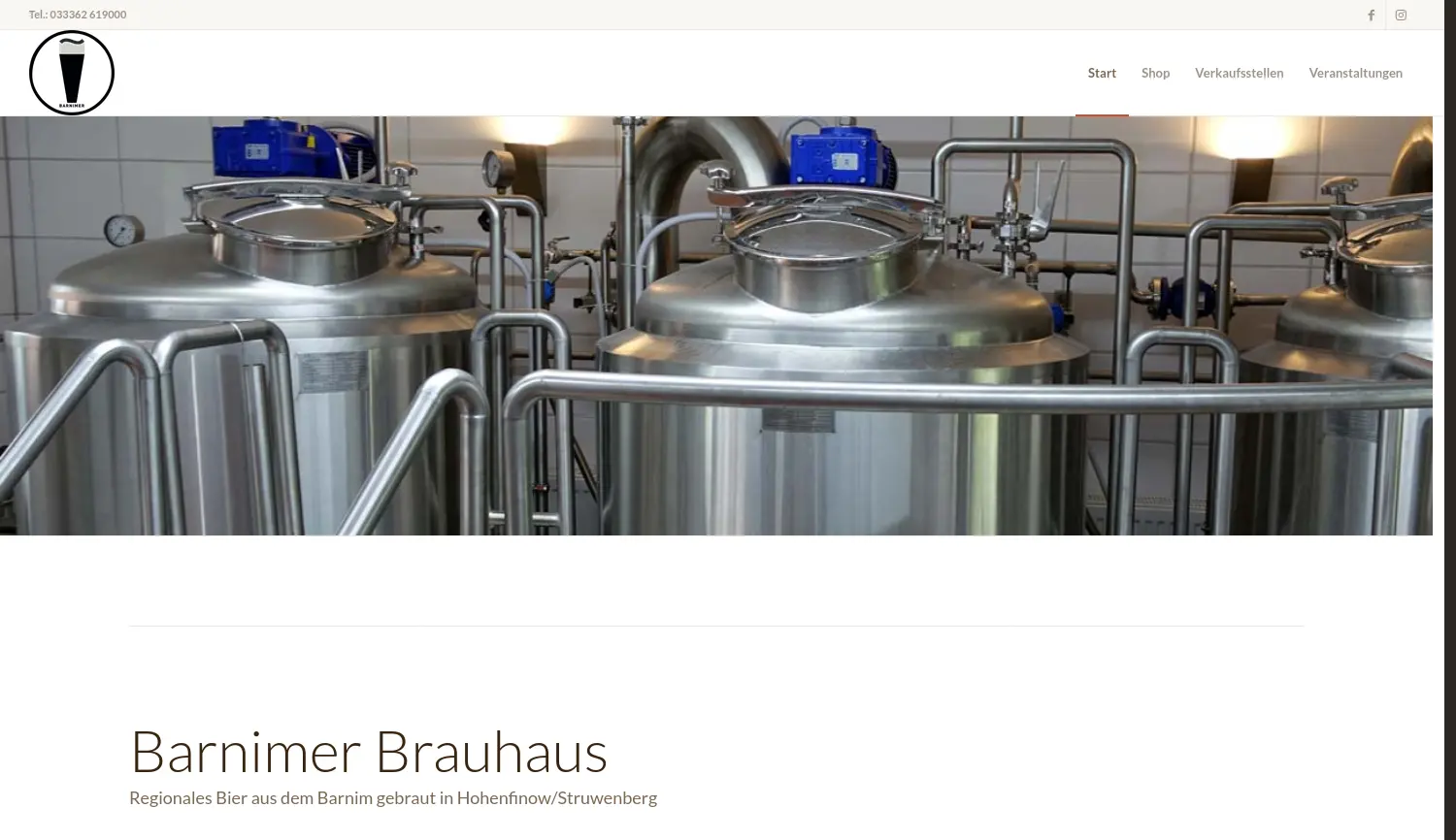 Website der Firma Barnimer Brauhaus GbR