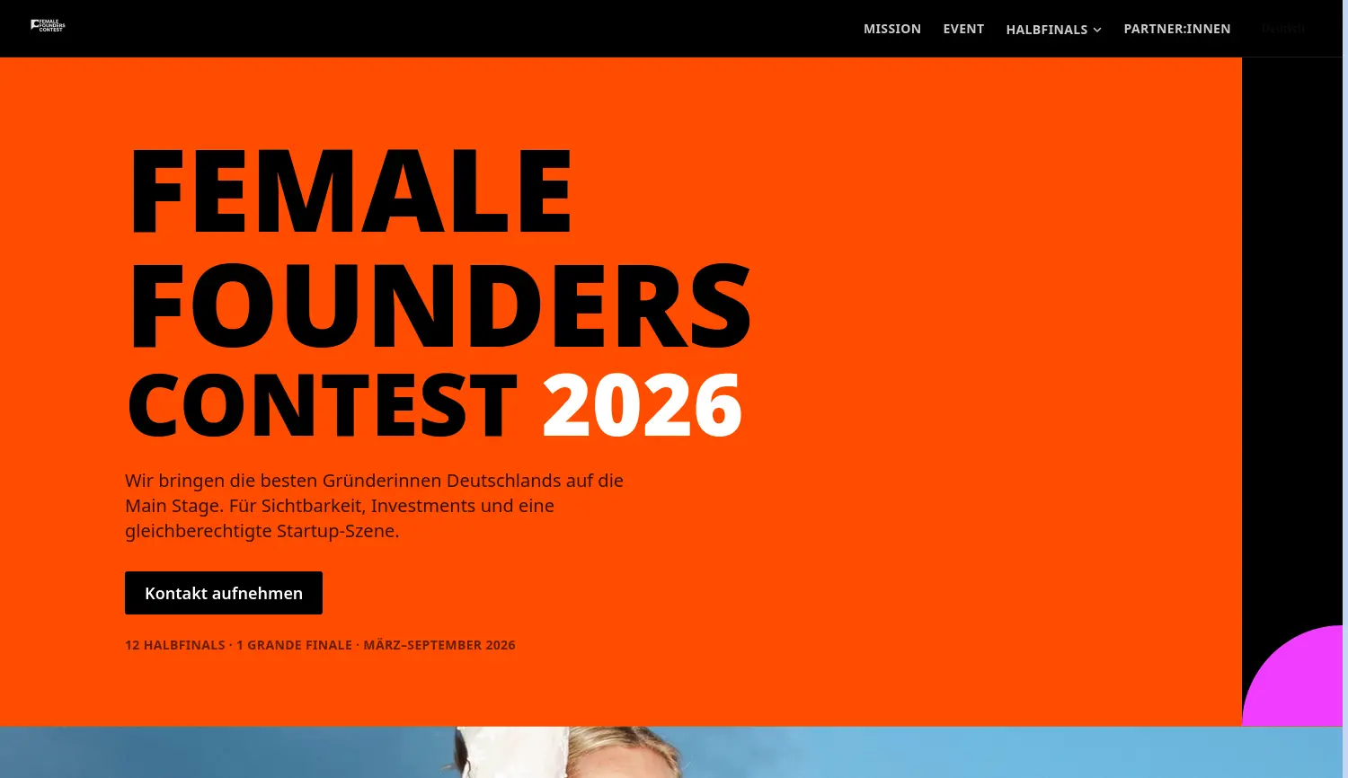 Website der Firma Female Founders Contest