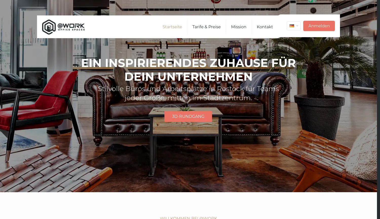 Website der Firma @Work Office Spaces GmbH
