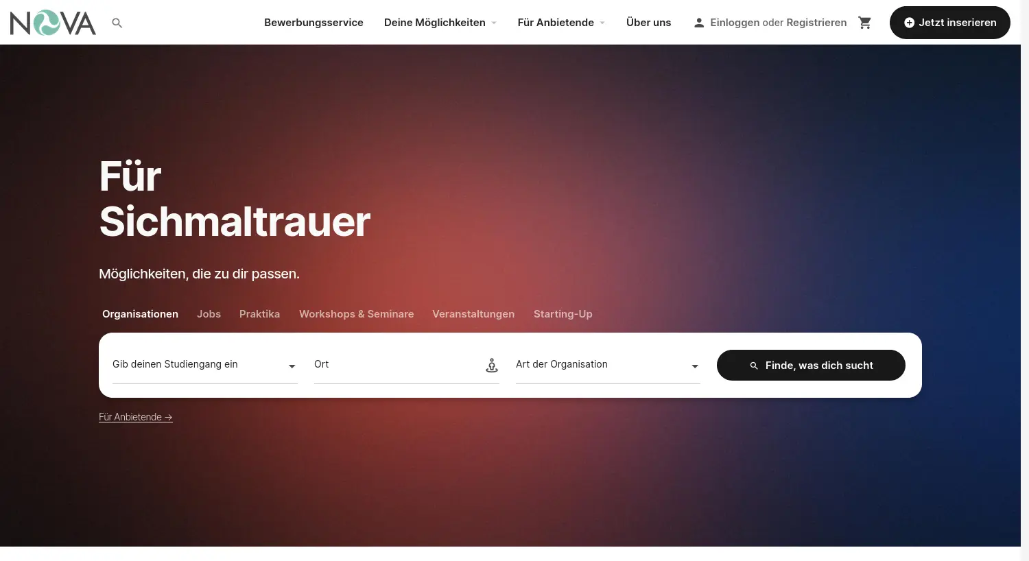 Website der Firma NOVA Campus