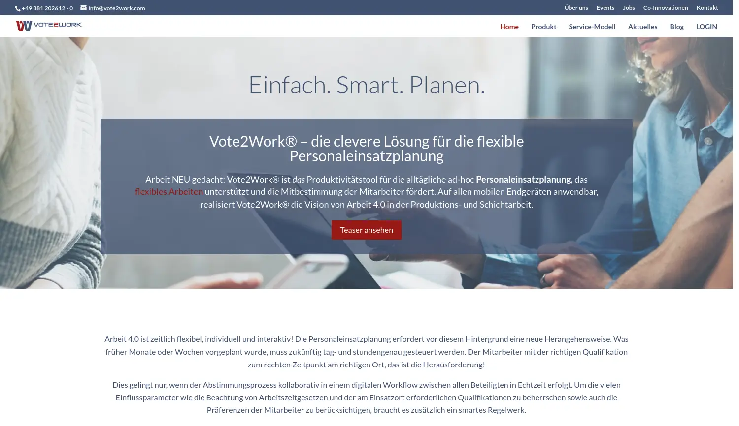 Website der Firma Vote2Work