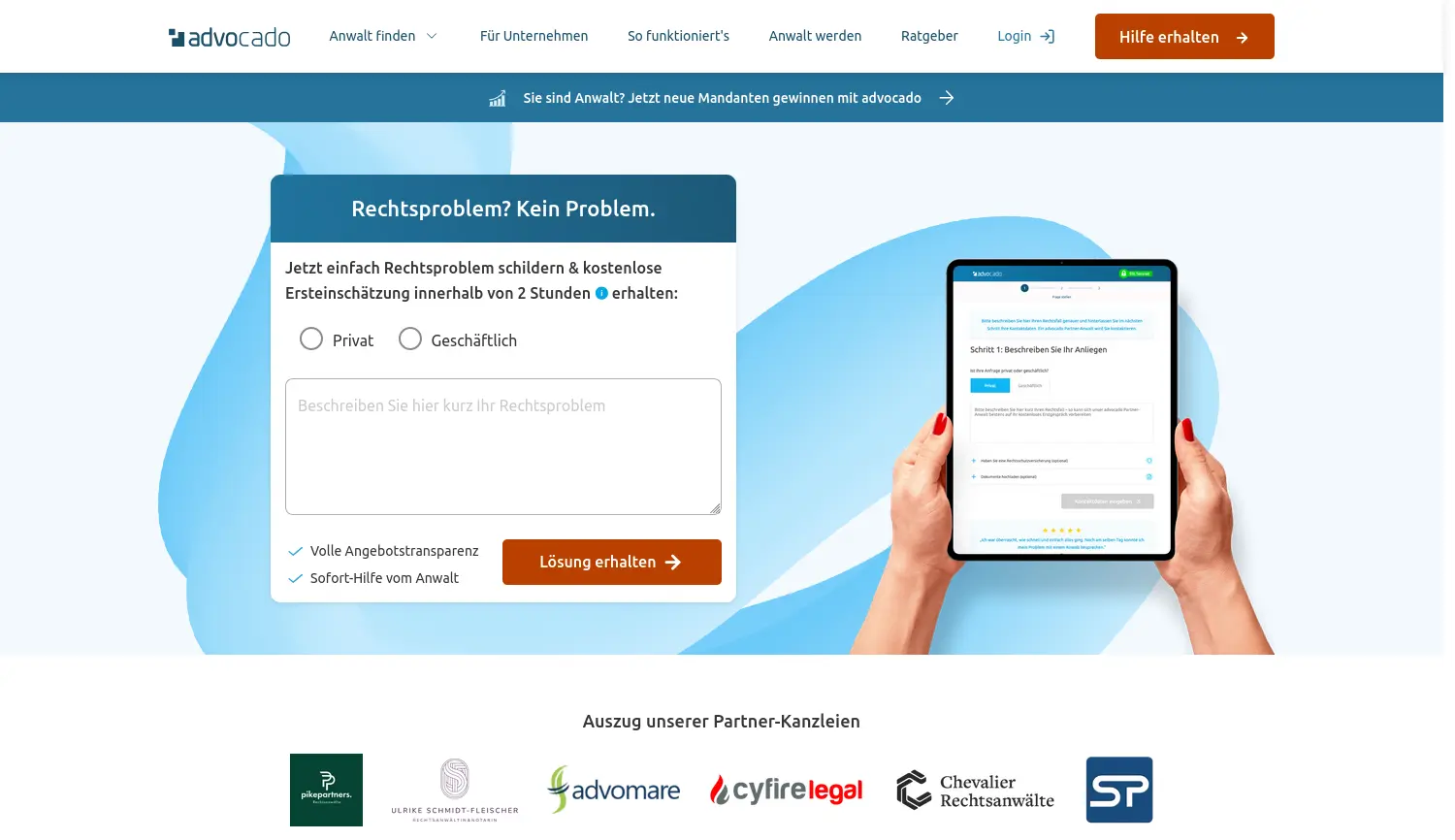 Website der Firma LEGAL TECH LAB 22 GmbH