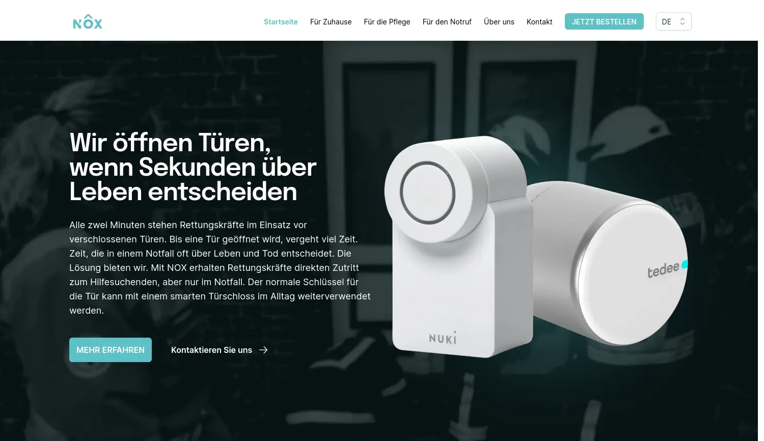 Website der Firma NOX AAL Technologies