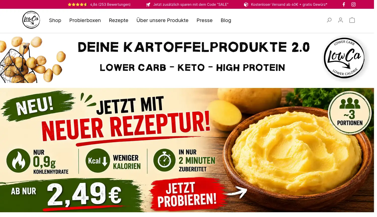 Website der Firma LowCa GmbH
