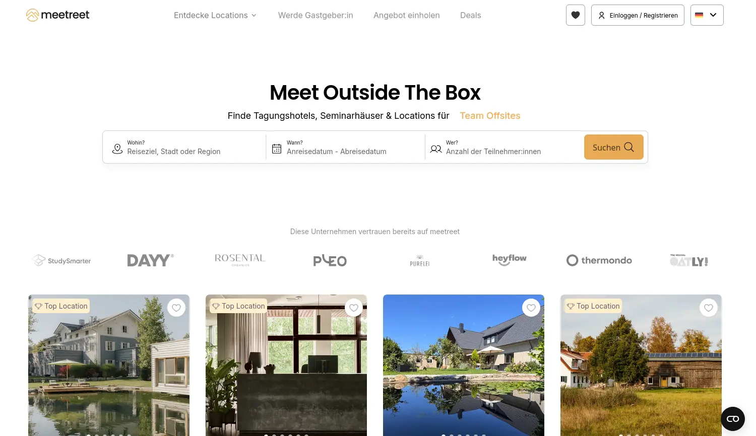 Website der Firma meetreet GmbH