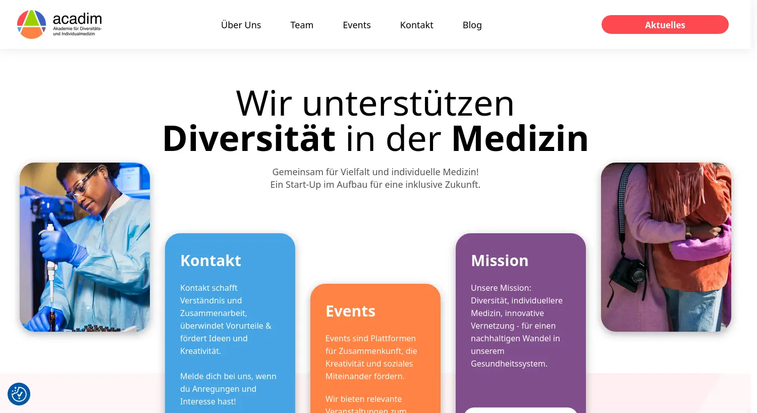 Website der Firma Institut für Diversitätsmedizin der Ruhr-Universität Bochum