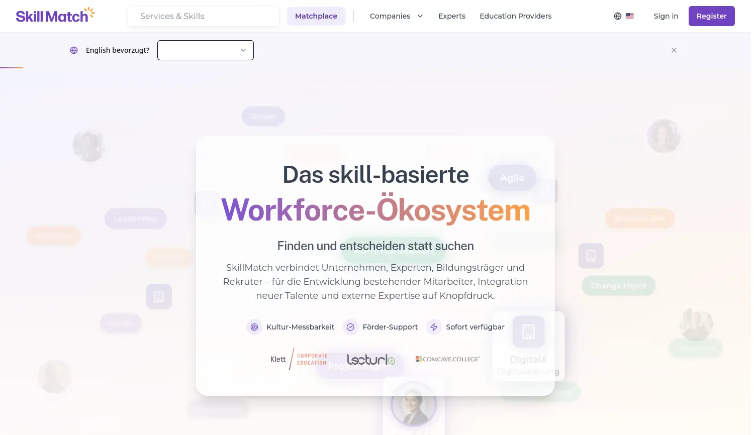 Website der Firma SkillMatch GmbH