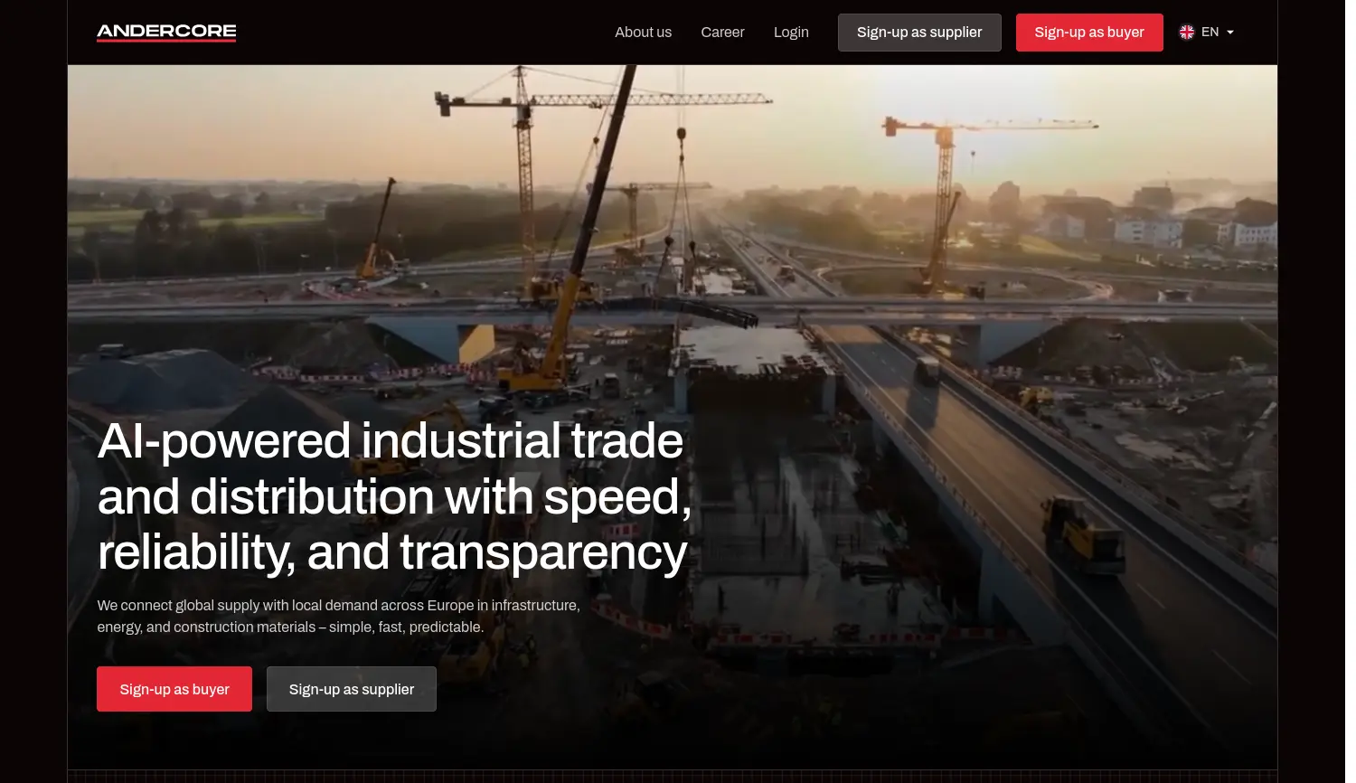 Website der Firma Andercore GmbH