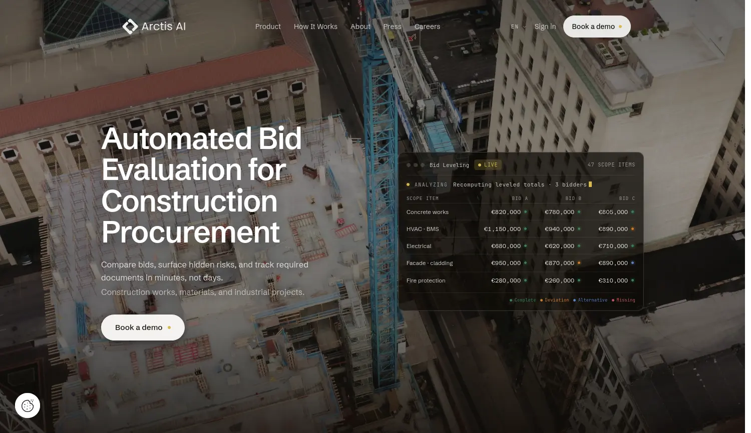 Website der Firma Arctis AI GmbH