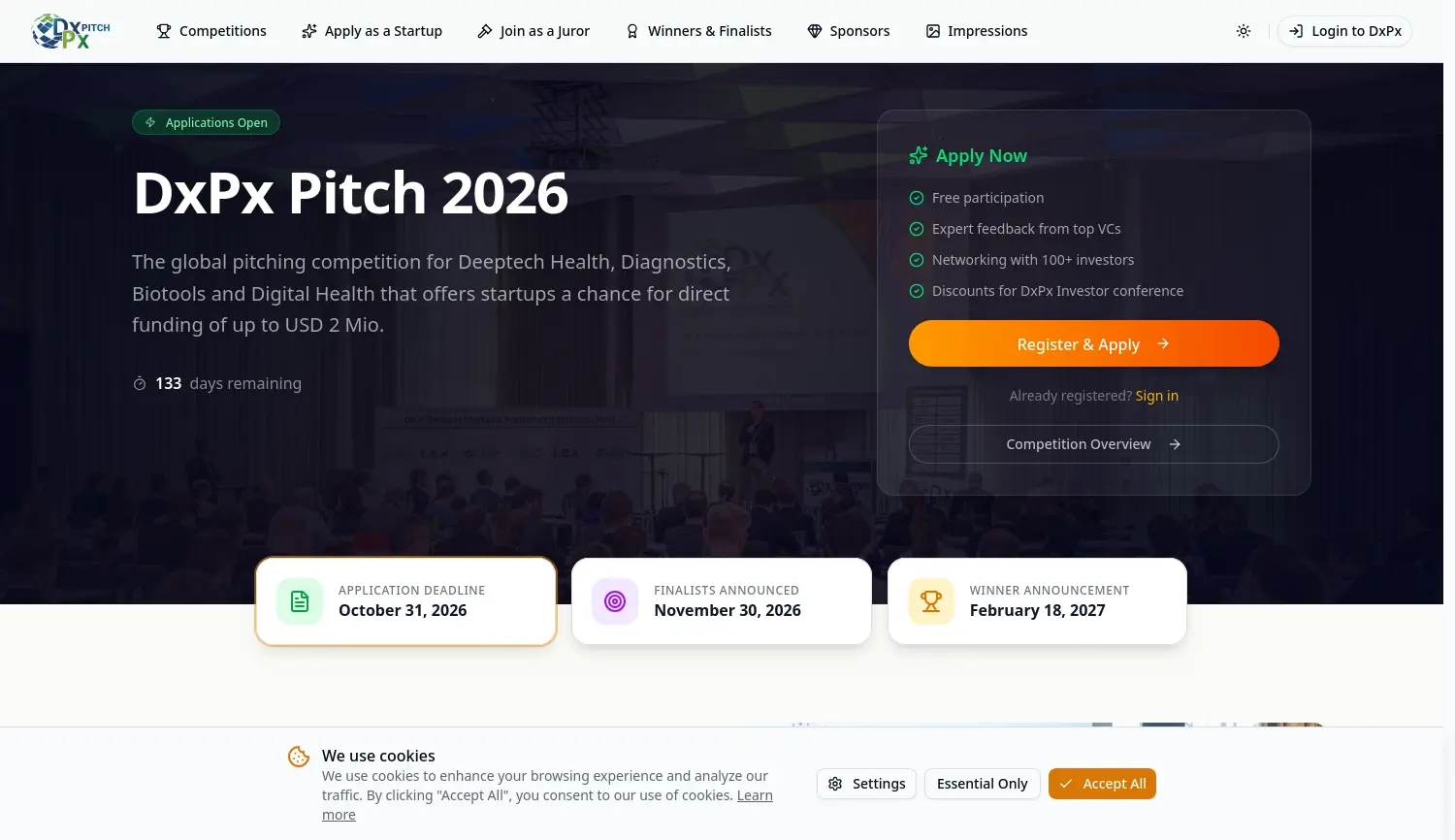 Website der Firma DxPx Pitch