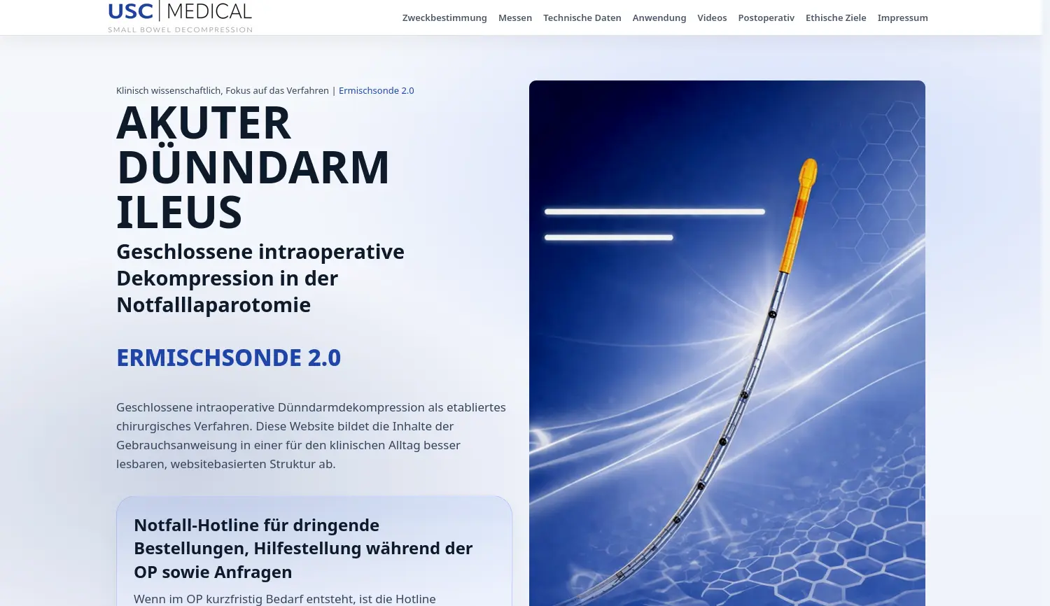 Website der Firma USC MEDICAL GmbH