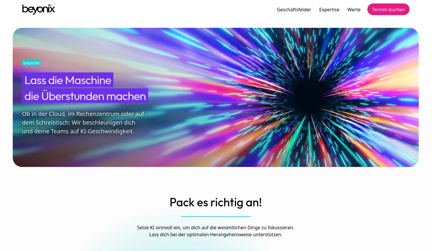Website der Firma beyonix GmbH
