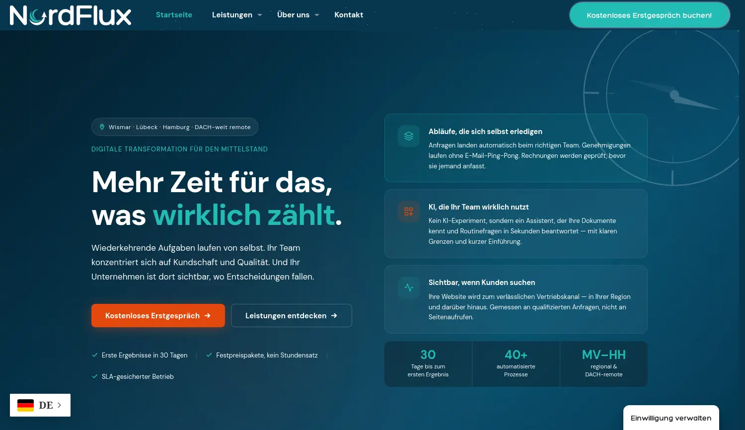 Website der Firma NordFlux UG