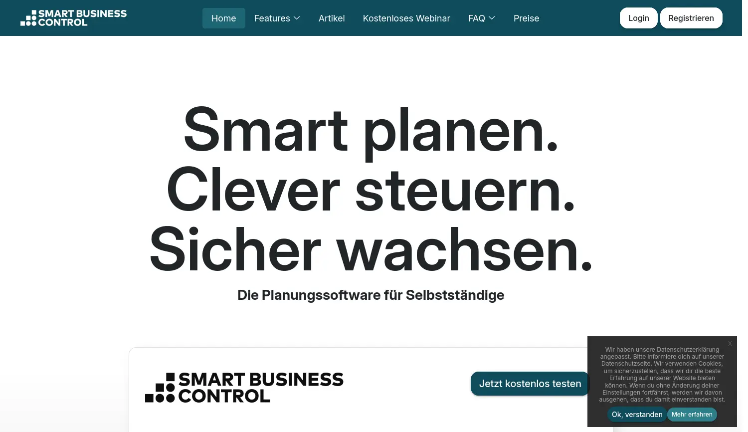 Website der Firma Smart Business Control