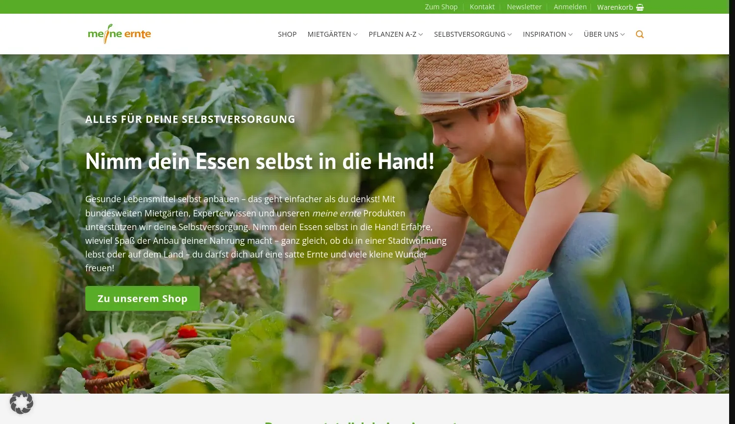 Website der Firma meine ernte GmbH