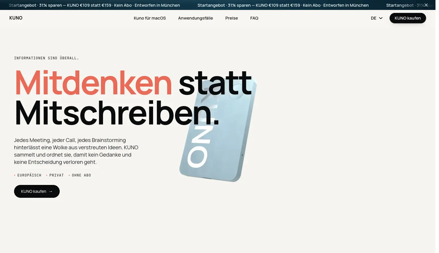 Website der Firma Kuno Intelligence GmbH