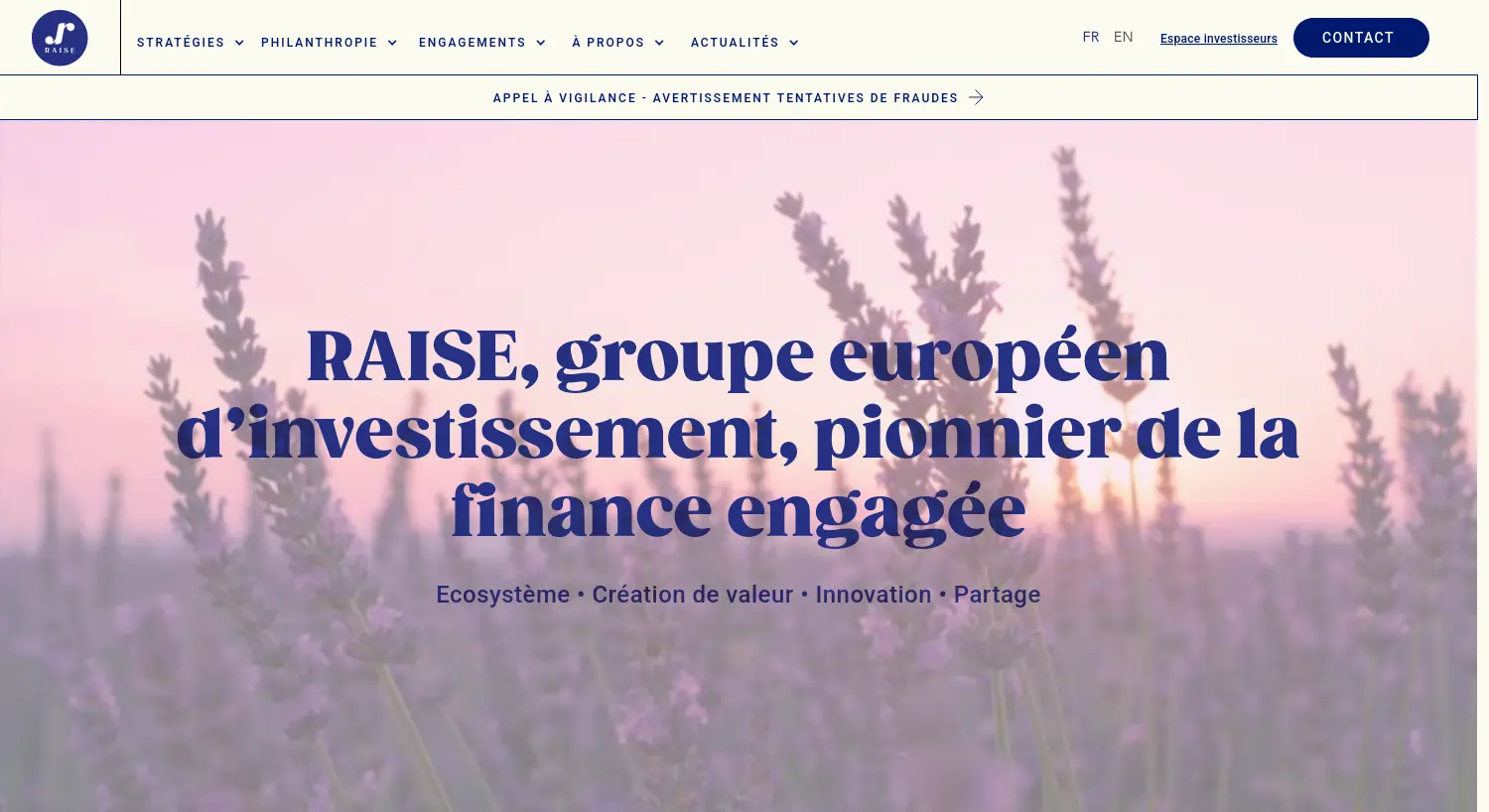 Website der Firma RAISE Group