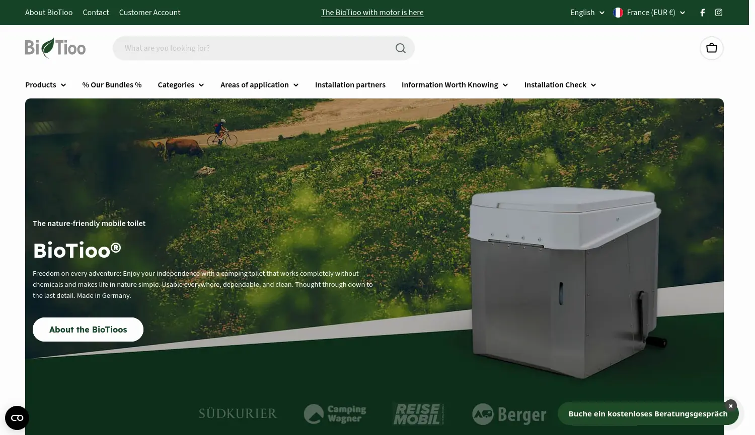 Website der Firma BioTioo GmbH