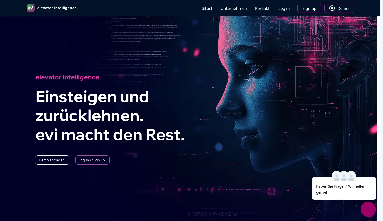 Website der Firma Elevator Intelligence GmbH