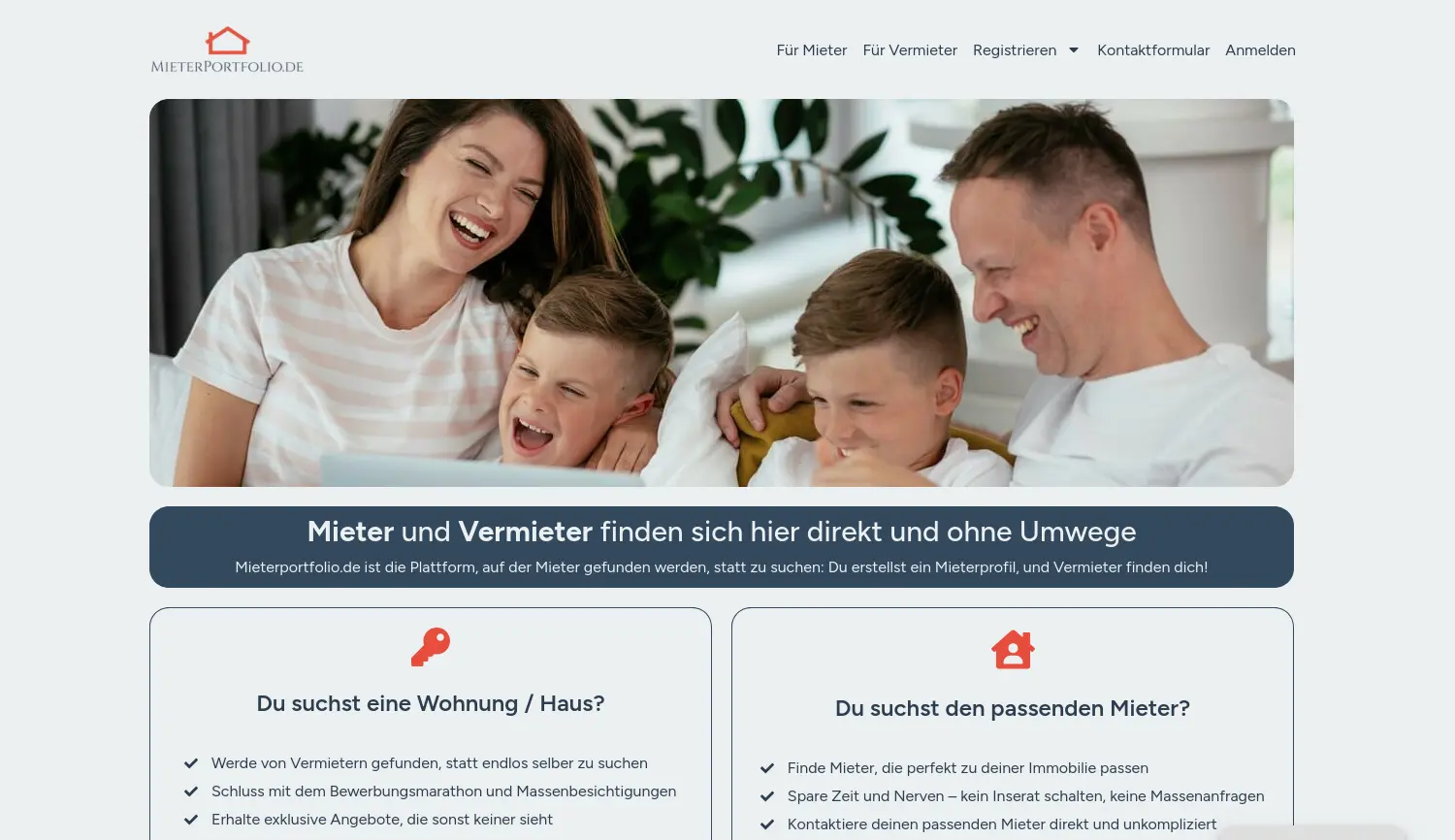 Website der Firma Mieterportfolio