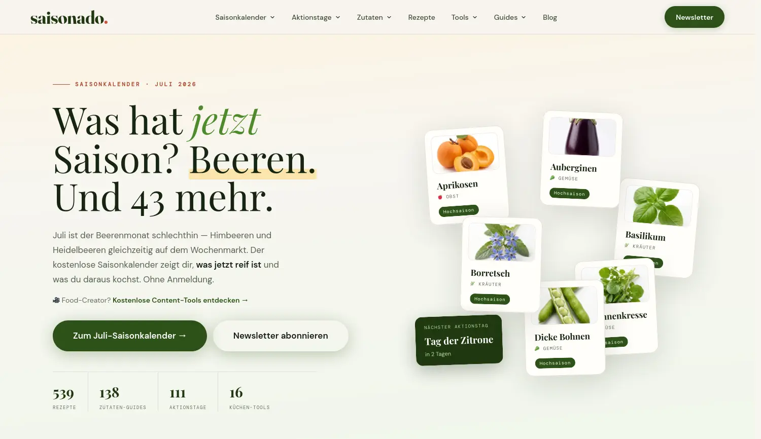 Website der Firma Saisonado Johann Klassen