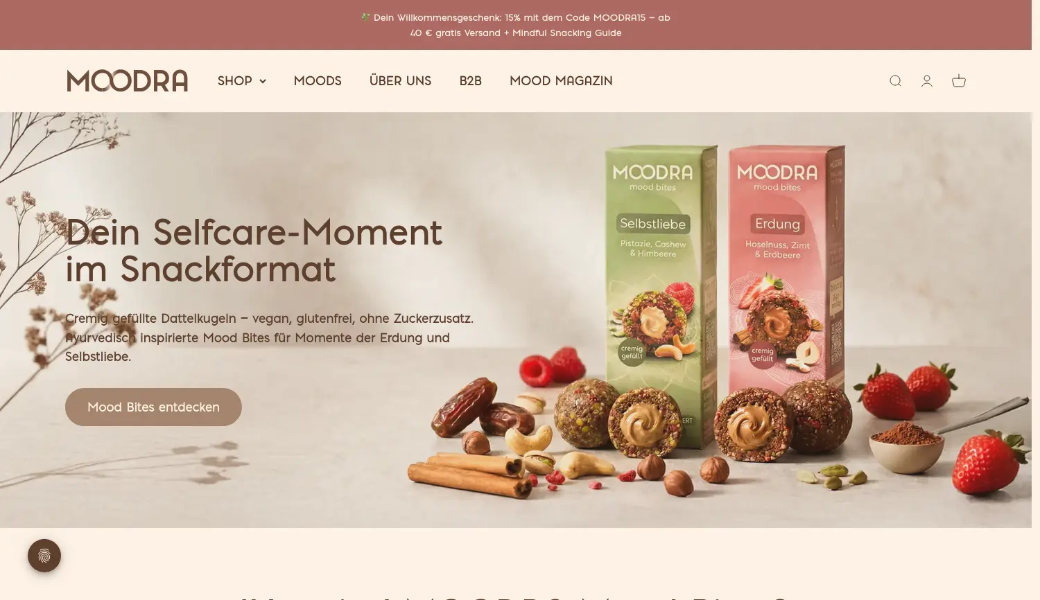Website der Firma Moodra Food GmbH