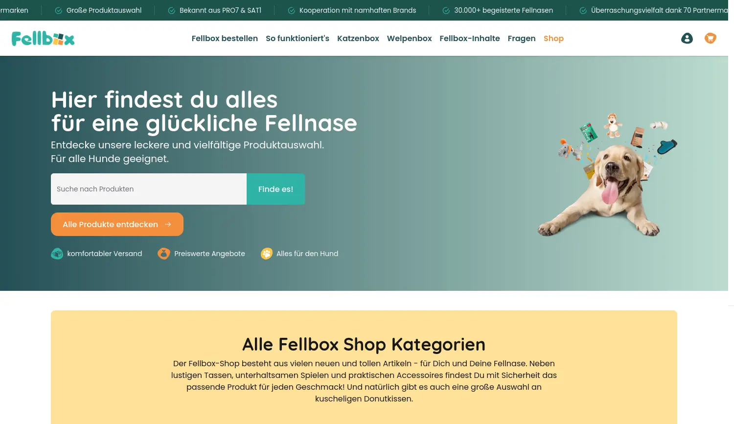 Website der Firma Fellbox GmbH