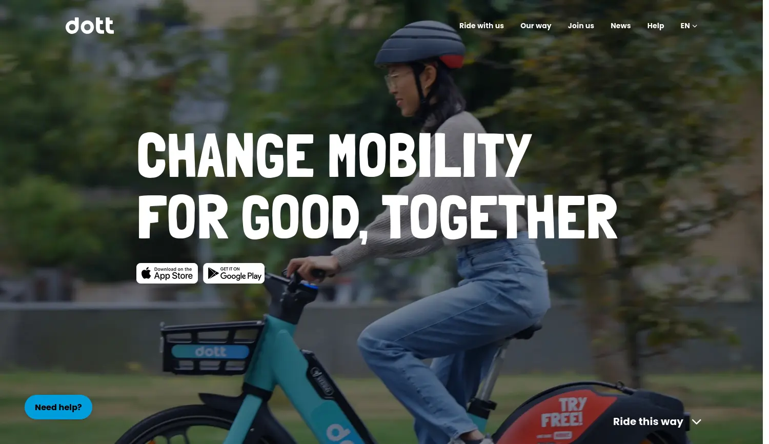Website der Firma TIER Mobility SE