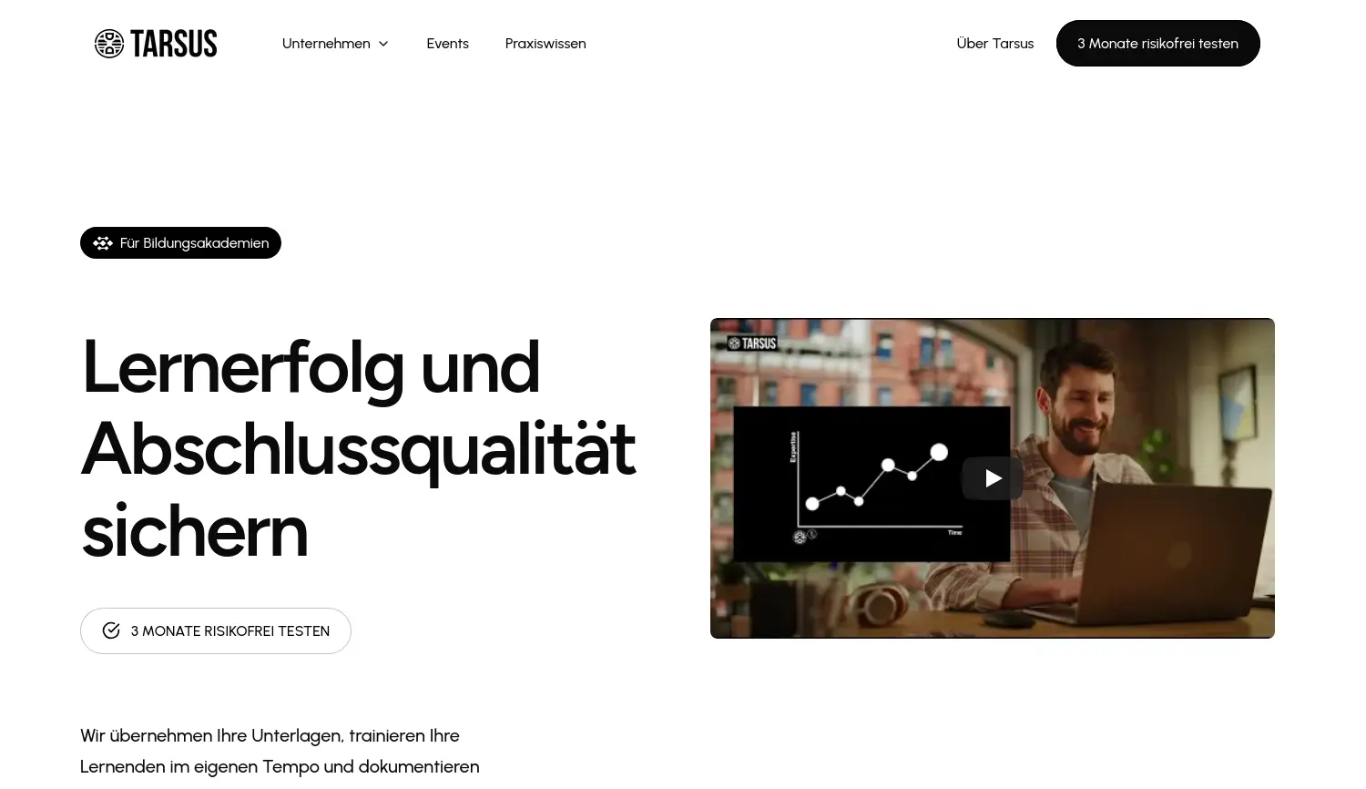 Website der Firma Tarsus GmbH