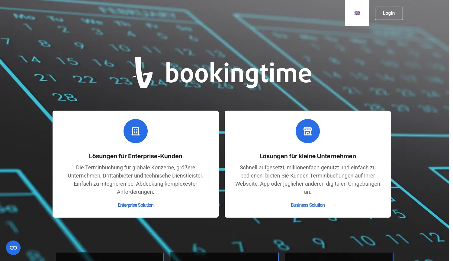 Website der Firma bookingtime GmbH