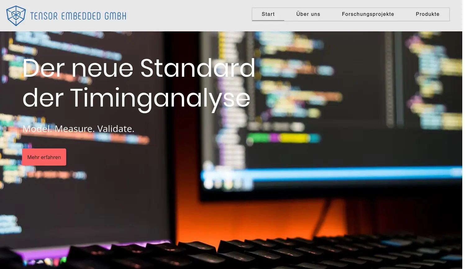 Website der Firma tensor embedded GmbH