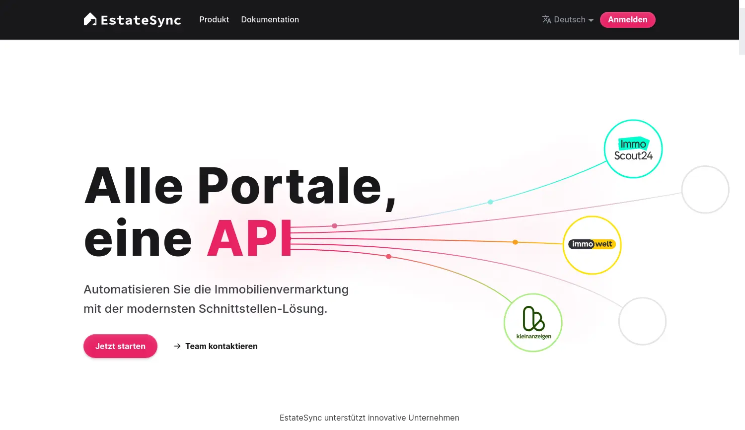 Website der Firma EstateSync GmbH